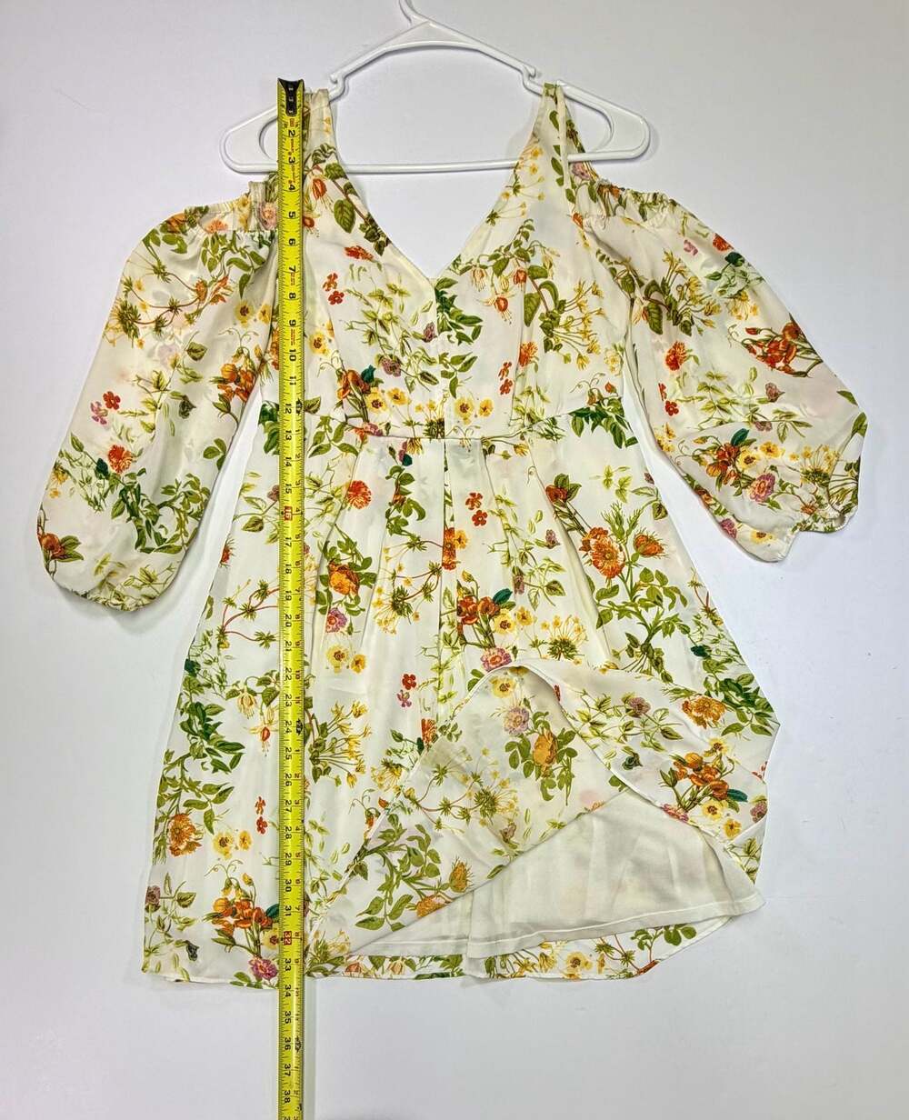 Disney Alice Through the Looking Glass White Floral Cold Shoulder Mini Dress XS - Picture 3 of 8